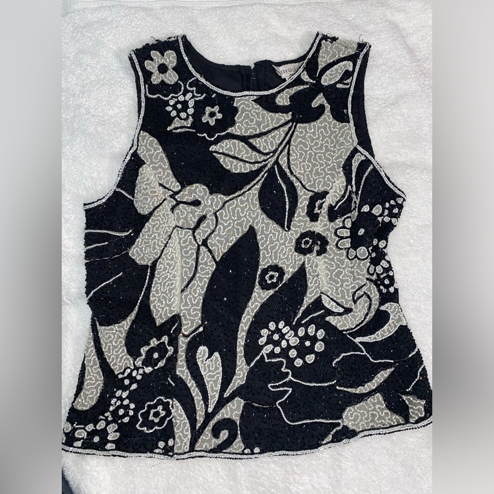 Vintage beaded top size L paradise NY maximalist nightlife party